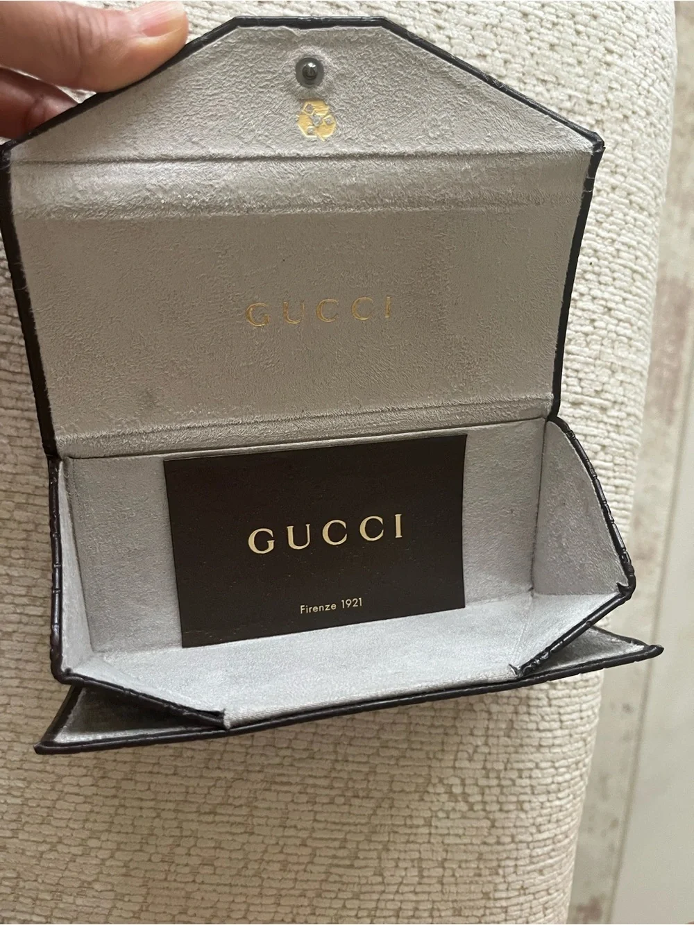 Gucci Brown Embossed GG Leather lens case